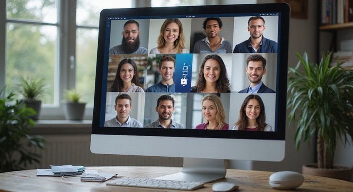 Een moderne computerinterface met diverse profielen en beveiligingssymbolen.