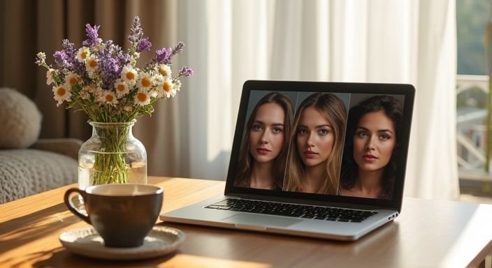 Een gezellige woonkamer met een laptop, thee en verse bloemen. Een gezellige woonkamer met een laptop, thee en verse bloemen.