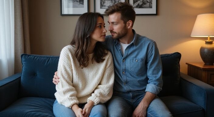 Een man en vrouw zitten intiem samen en bespreken grenzen. Een man en vrouw zitten intiem samen en willen sexcontact in Vlaams-Limburg.